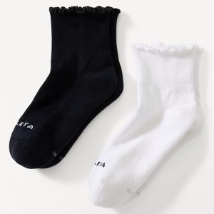 Athleta Ruffle Everyday Quarter Crew Sock 2-Pack