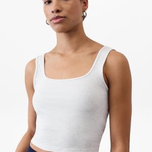 Signature Rib Square Neck Crop Tank