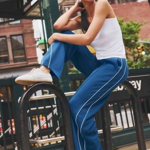 Venice High Rise Track Stripe Wide Leg Pant